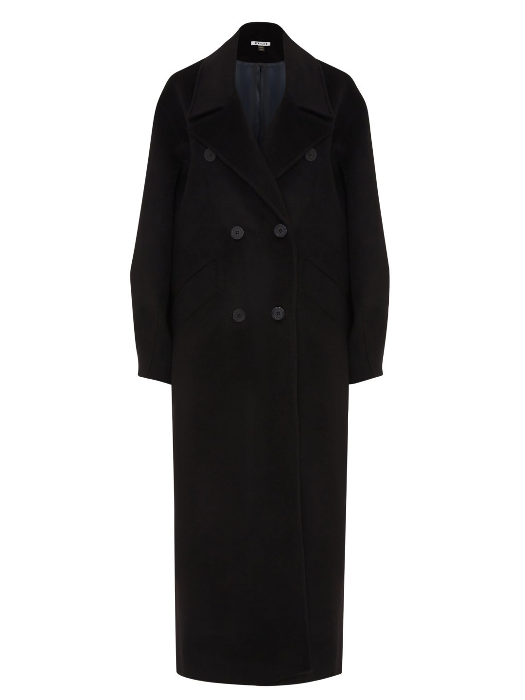 Утеплённое пальто кокон в черном цвете_0