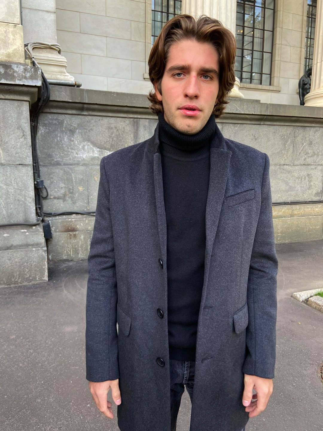 Мужское пальто-пиджак в цвете графит_1